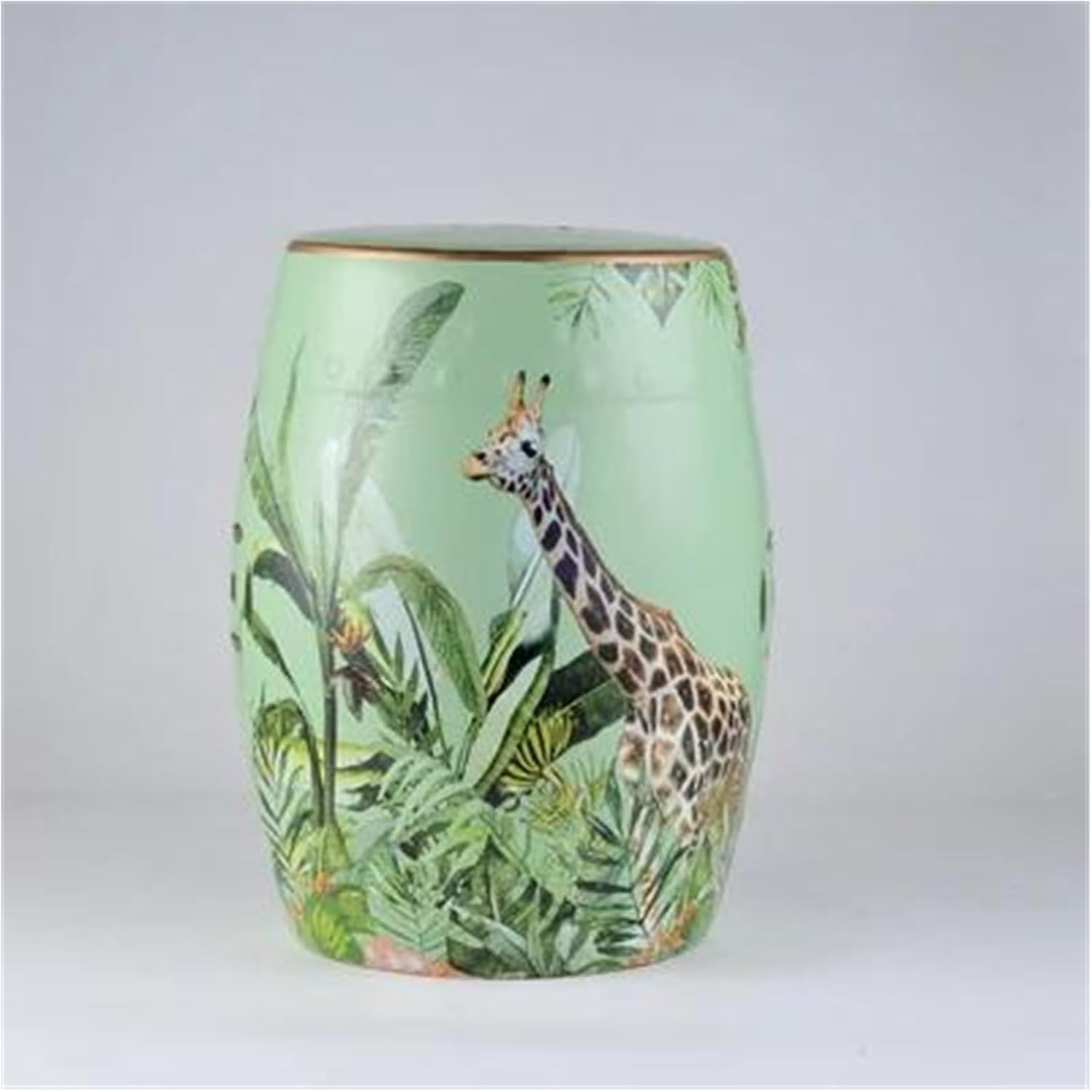Decorative Garden Stools, Chinese Ceramic Drum Stool Shoe Changing Stool Green Dressing Stool(B)