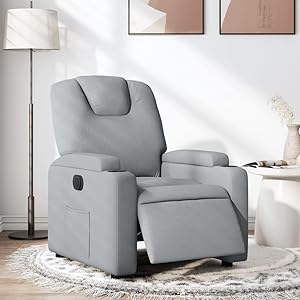 Sillón Reclinable Eléctrico, Silla con Respaldo Reposabrazos, Sillón de Relax Descanso, Asiento Ajustable para Ancianos, Tela Gris Claro