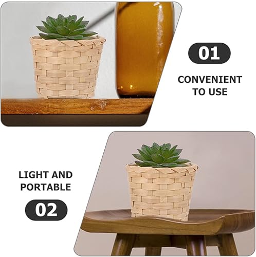 Miniatura 8 de Kichvoe 6 unidades mini cesta tejida en miniatura cesta de flores casa de muñecas cesta de picnic pequeño contenedor de fiesta de casa de campaña,