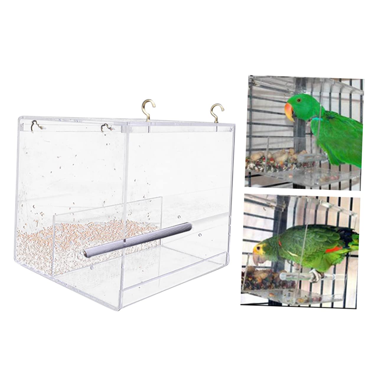 COLLBATH Mangiatoia per Uccelli Selvatici Vassoio Profondo Tazze Acrilico Trasparente Resistente Divisorio per Cibo di Drenaggio Facile da Pulire e Riempire