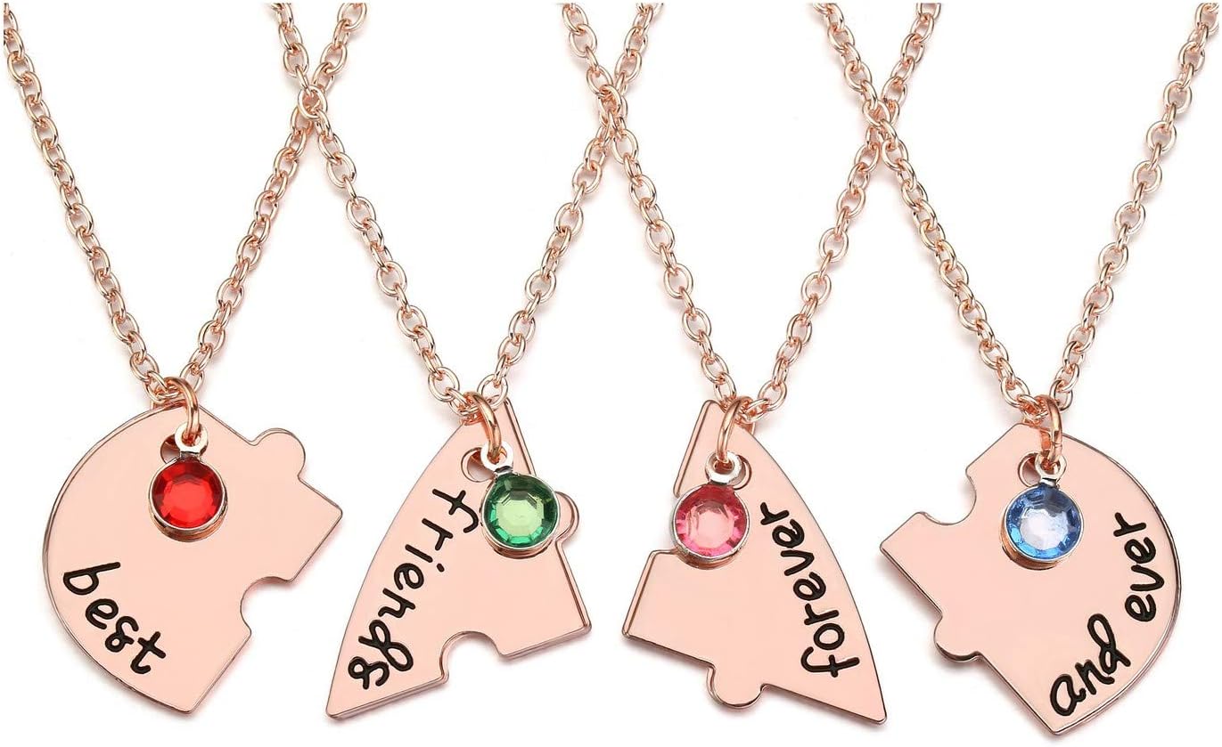 Jovivi Best Friends Forever and Ever Friendship Necklaces for 3/4,Alloy Heart Matching Puzzle Piece BBF Pendant Necklace Friendship Jewelry Birthday Gifts - Image 2