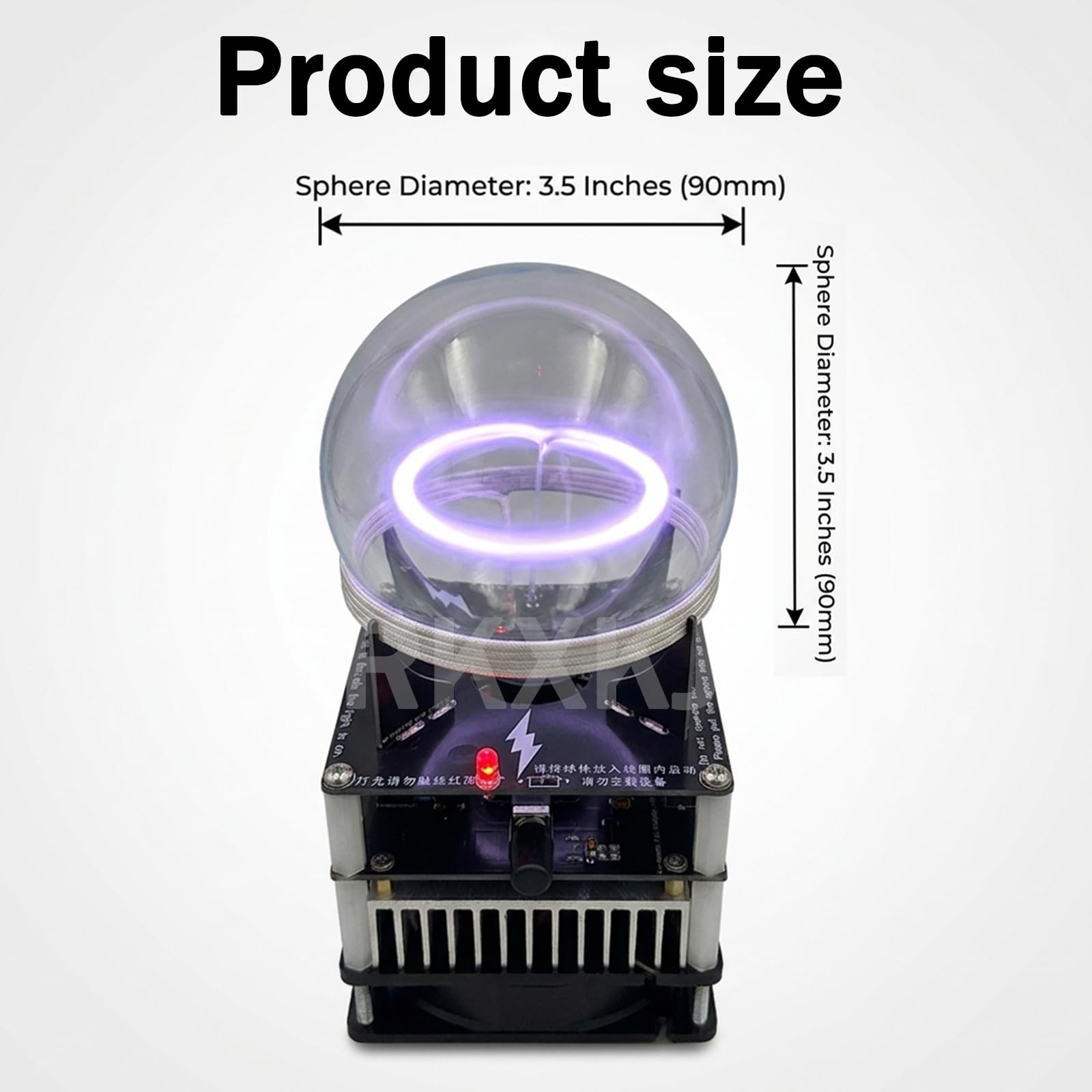 Bola de transmisión de anillo de plasma, esfera de plasma de vidrio de 3.5 pulgadas con placa de circuito, para proyectos científicos, decoraciones de fiestas, actividades al aire libre, visualización
