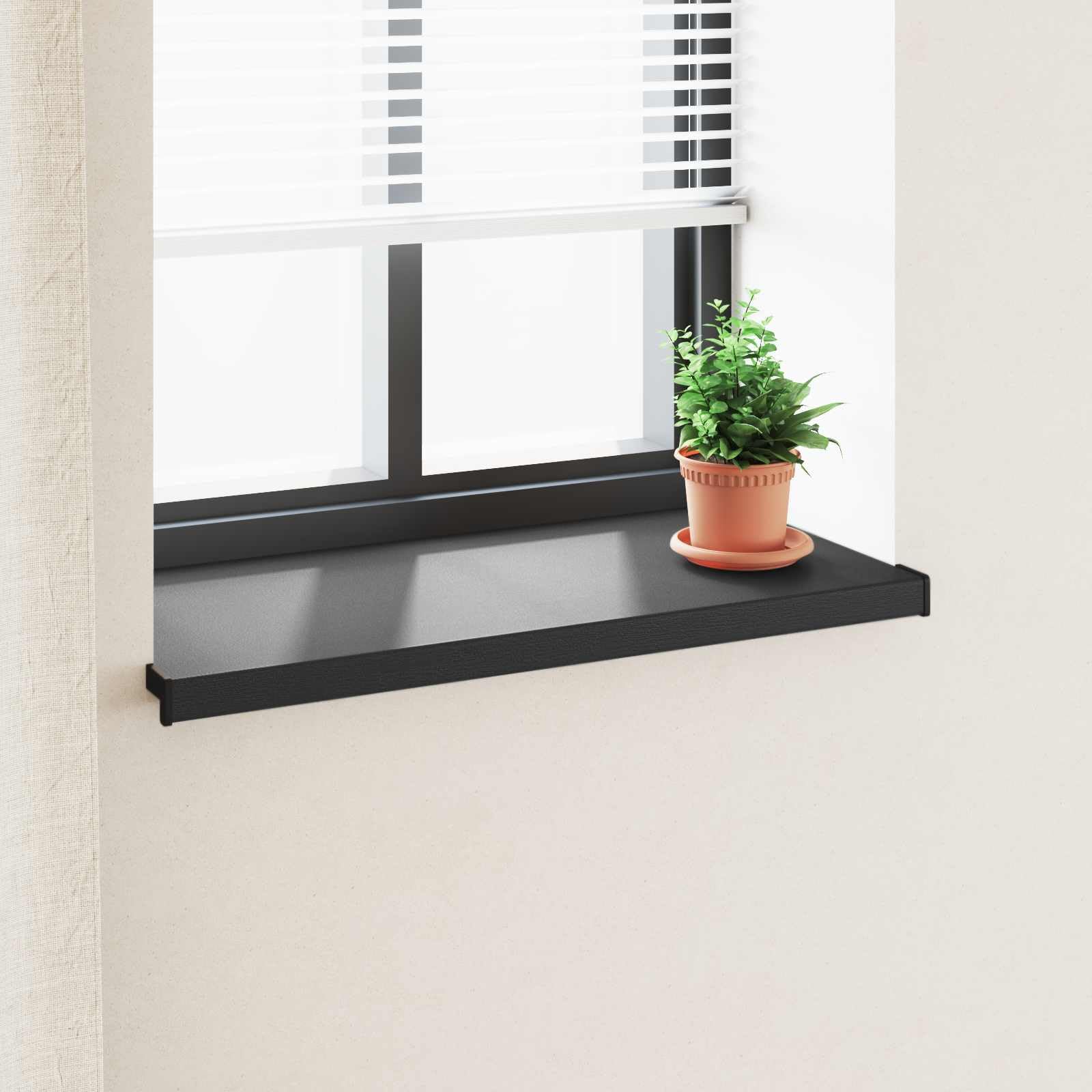 Parapet okienny z PCW czarny rysunek słojów drewna 100 x 40 x 4,5 cm