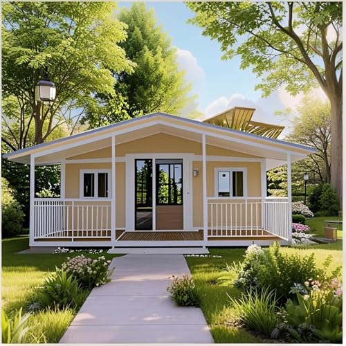 20FT Foldable Expandable Container Home: Front Porch, Custom Modular Build, Large Glass for Sunlit Living