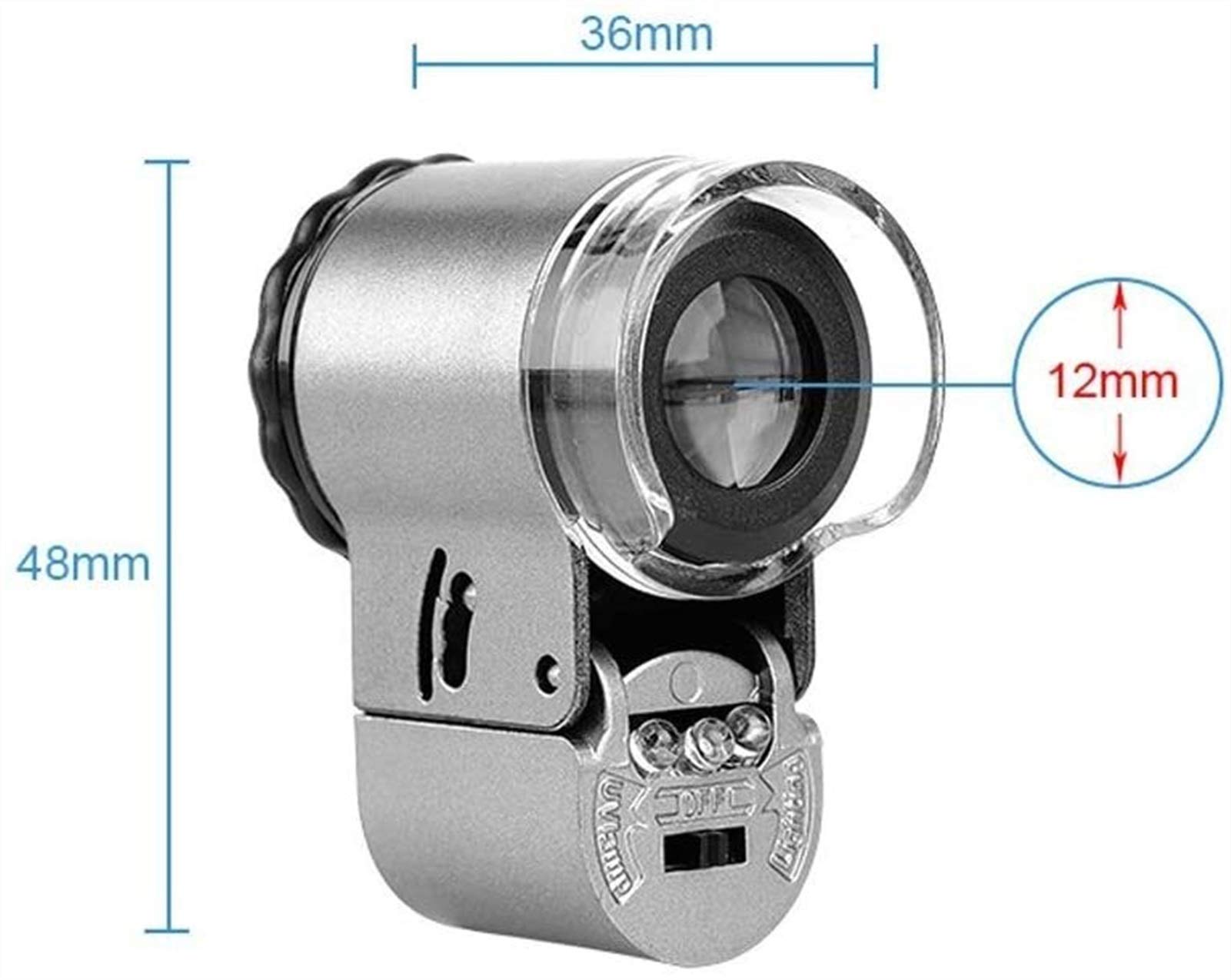Leichte Lupe, 50-fache tragbare hochauflösende LED-Lichtmikroskop-Lupe für Wenwan Appraisal Watch Repair Reading Safehappy