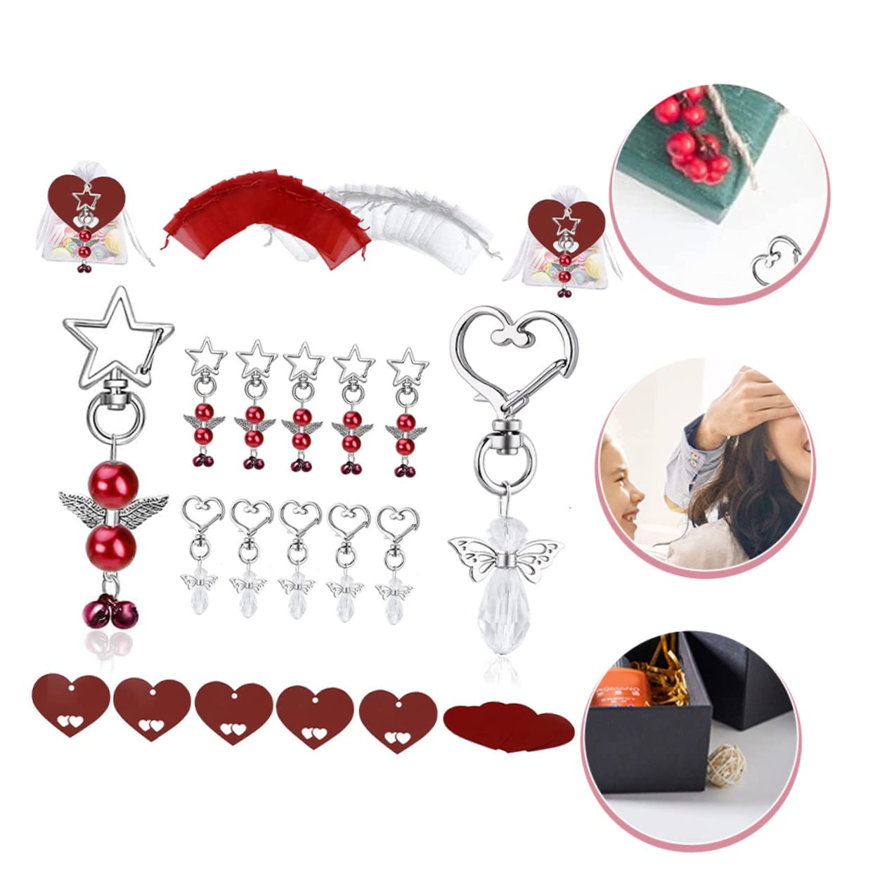 KOMBIUDA 60 Sets Engel Schlüsselanhänger Tasche Dekorationen Kreative Schlüssel Mit Tag Für Hochzeit Baby Dusche