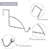 Vista 3 de Hotop 4 ganchos para colgar sobre la puerta, múltiples organizadores de almacenamiento para colgar, ganchos para abrigos, ropa, sudaderas, Plateado