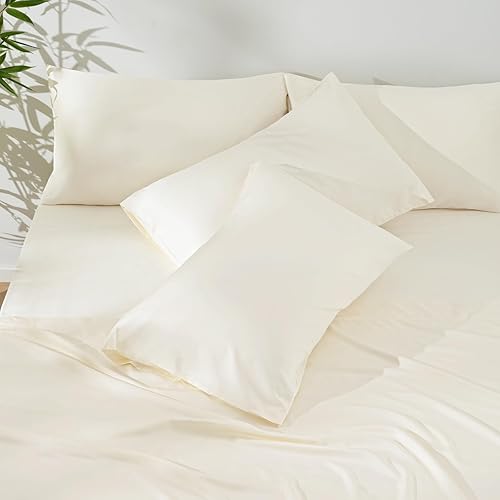 Miniatura 8 de PHF Juego de sábanas de 6 piezas, 100% rayón derivado de bambú, tamaño Queen, sábanas refrescantes para personas que duermen con calor, banda