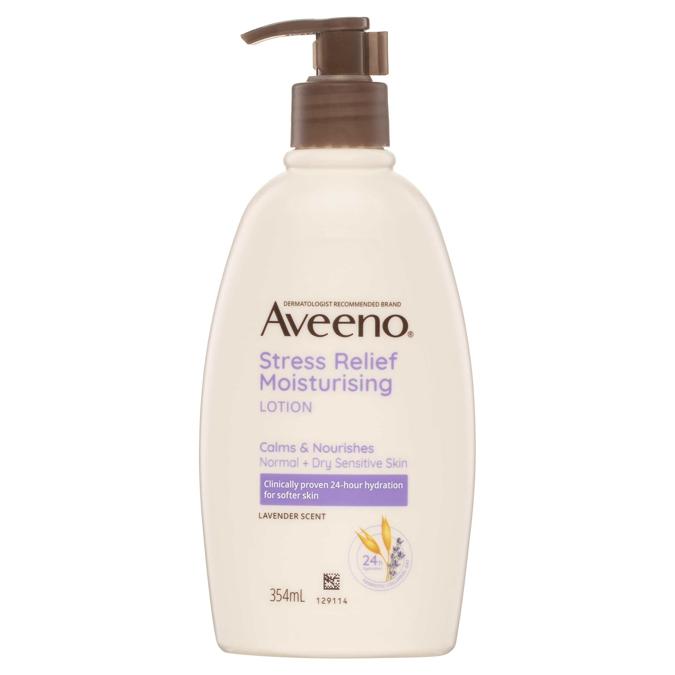 Aveeno Stress Relief Moisturising Non-Greasy Lavender Scented Body Lotion 24-Hour Hydration Normal...