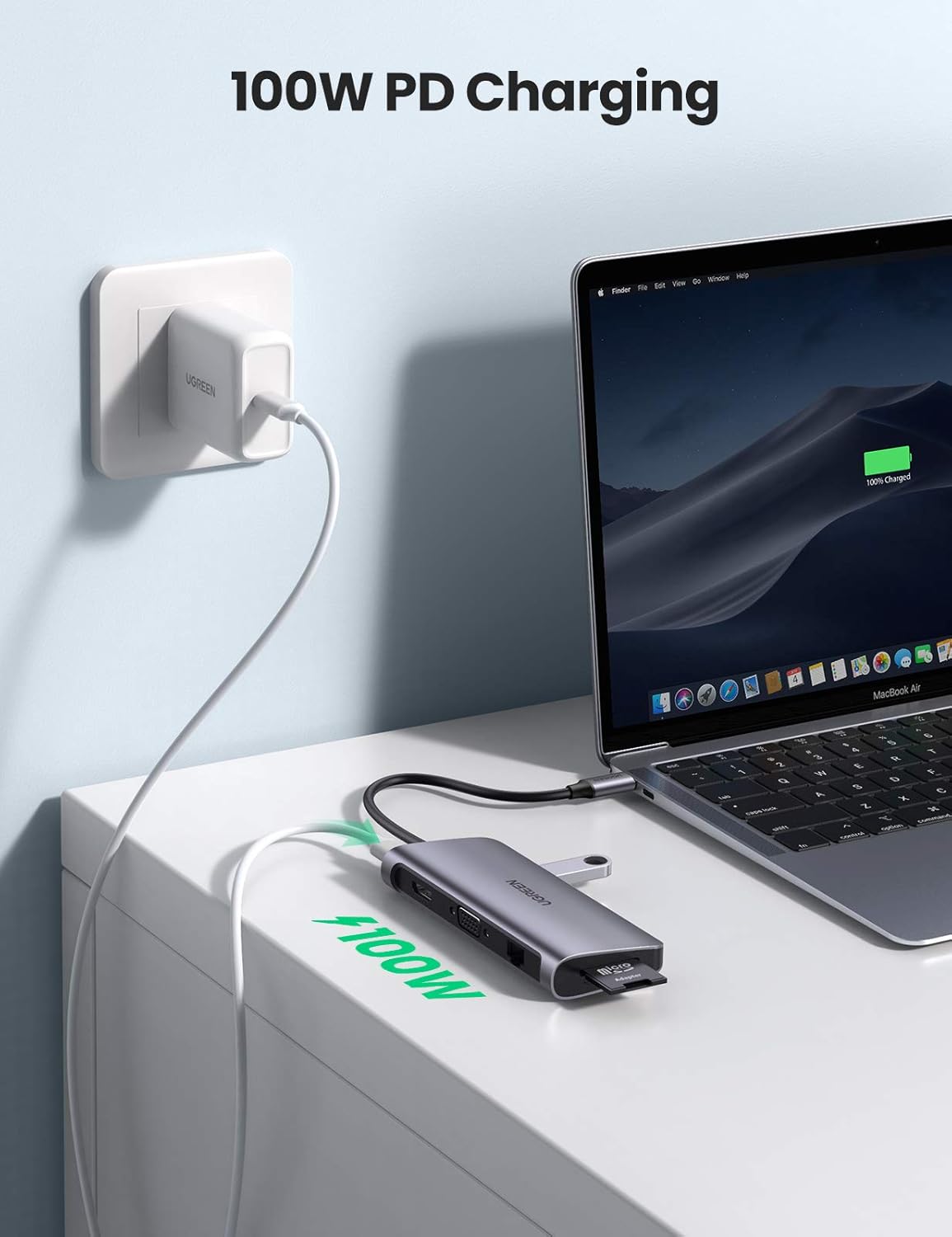 UGREEN USB C Hub 9-in-1 USB Type C to 4K HDMI Multiport Adapter Dock with VGA, Gigabit Ethernet, PD Charging, 3 USB 3.0 Ports, SD Card Reader Compatible for M1 MacBook Pro/Air 2022, iPad Pro 2022 M1