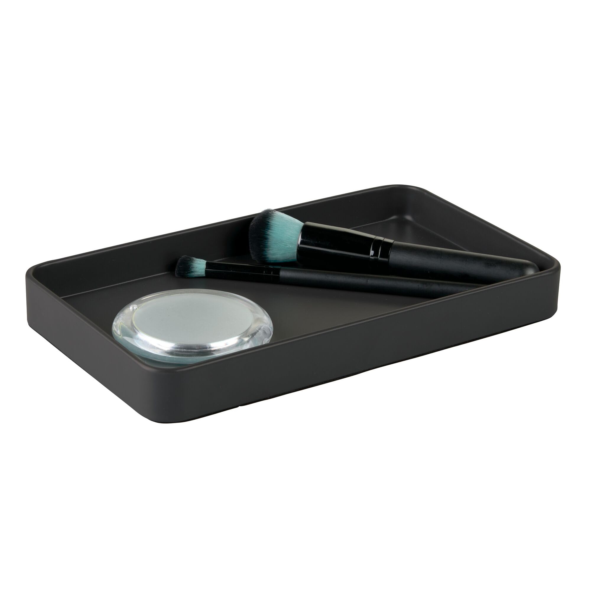 iDesign Steel Vanity Tray for Bathroom Organization and Storage - Matte Black