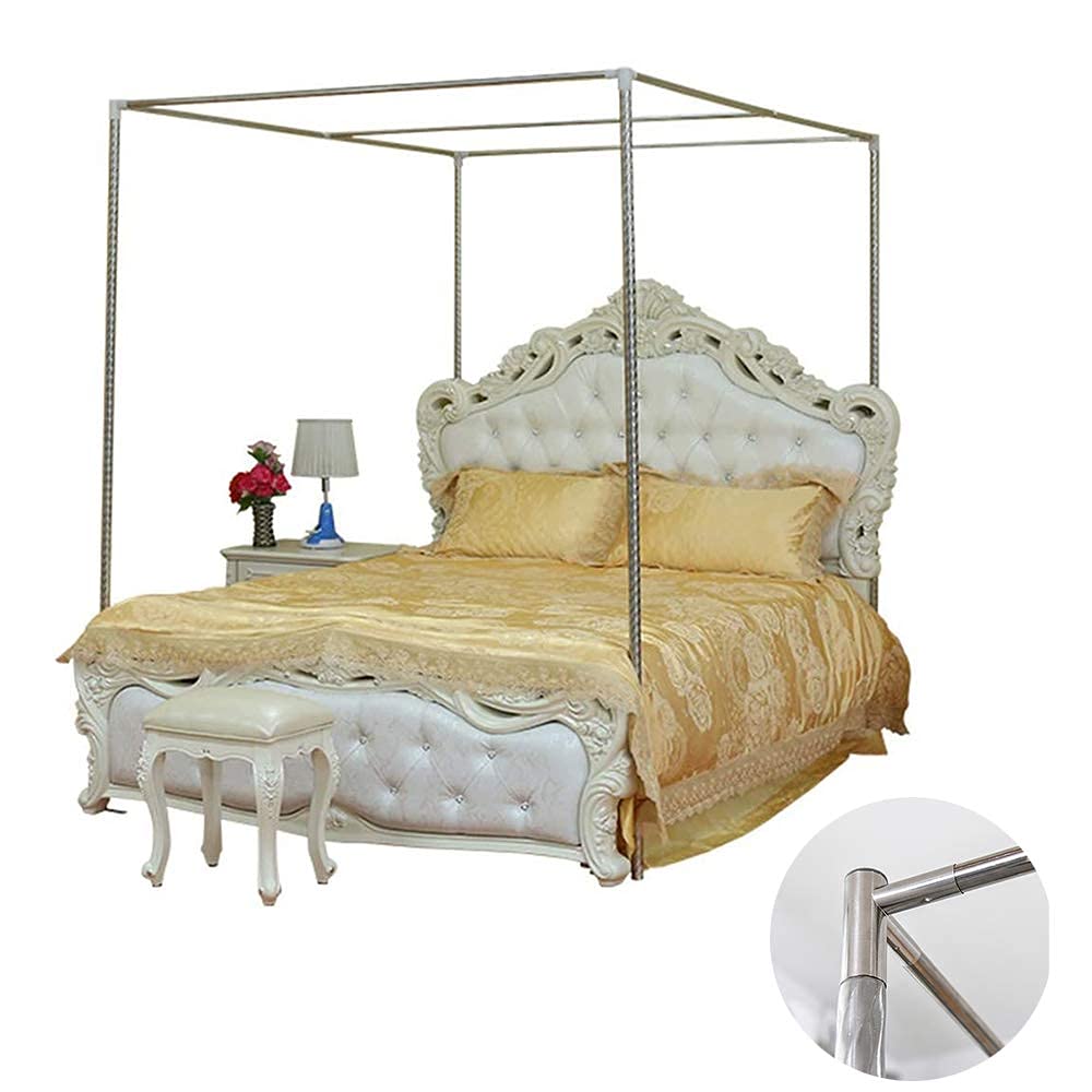 Telaio per zanzariera, struttura per letto a baldacchino in metallo a quattro angoli Baldacchino per letto a baldacchino Semplice tenda a 4 angoli adatta per letto singolo/matrimoniale/re