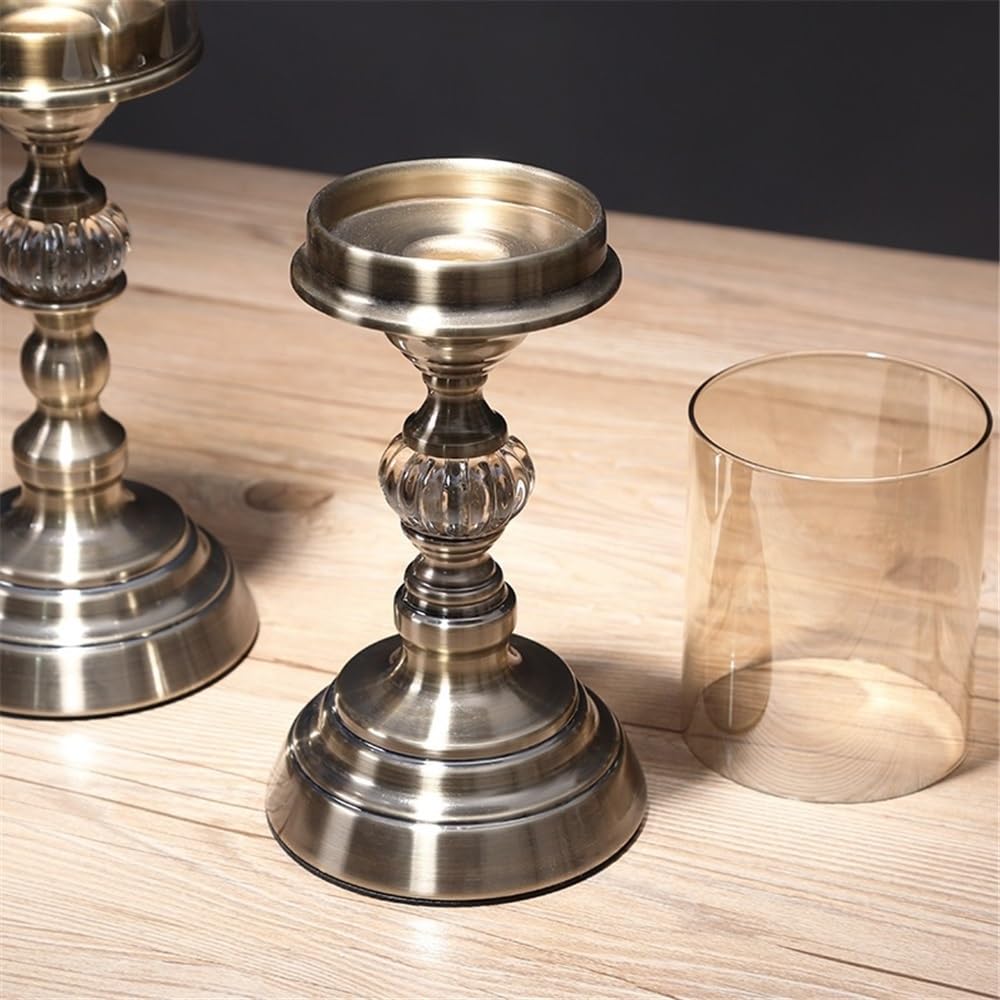 Home Decor 2 Retro szkło i metalowe świeczniki do dekoracji stołu jadalnego luksusowe