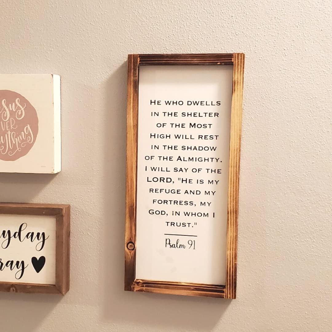 Psalms 91 Christian Wall Decor 8x17 In, Spiritual Wall Decor Sign