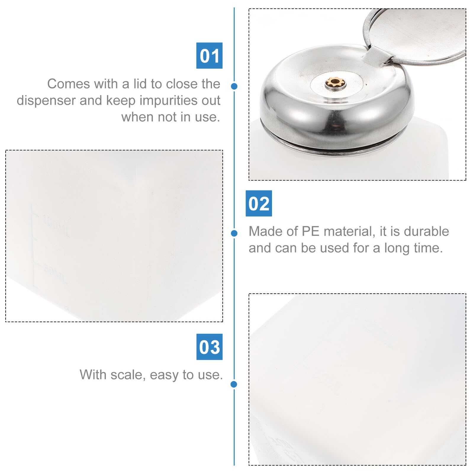 2 Pezzi Flacone Dosatore Alcol Isopropilico 100ml in Pe Bianco Pompa Anti-statico e Tappo, per Trattamenti Unghie ed Elettronica