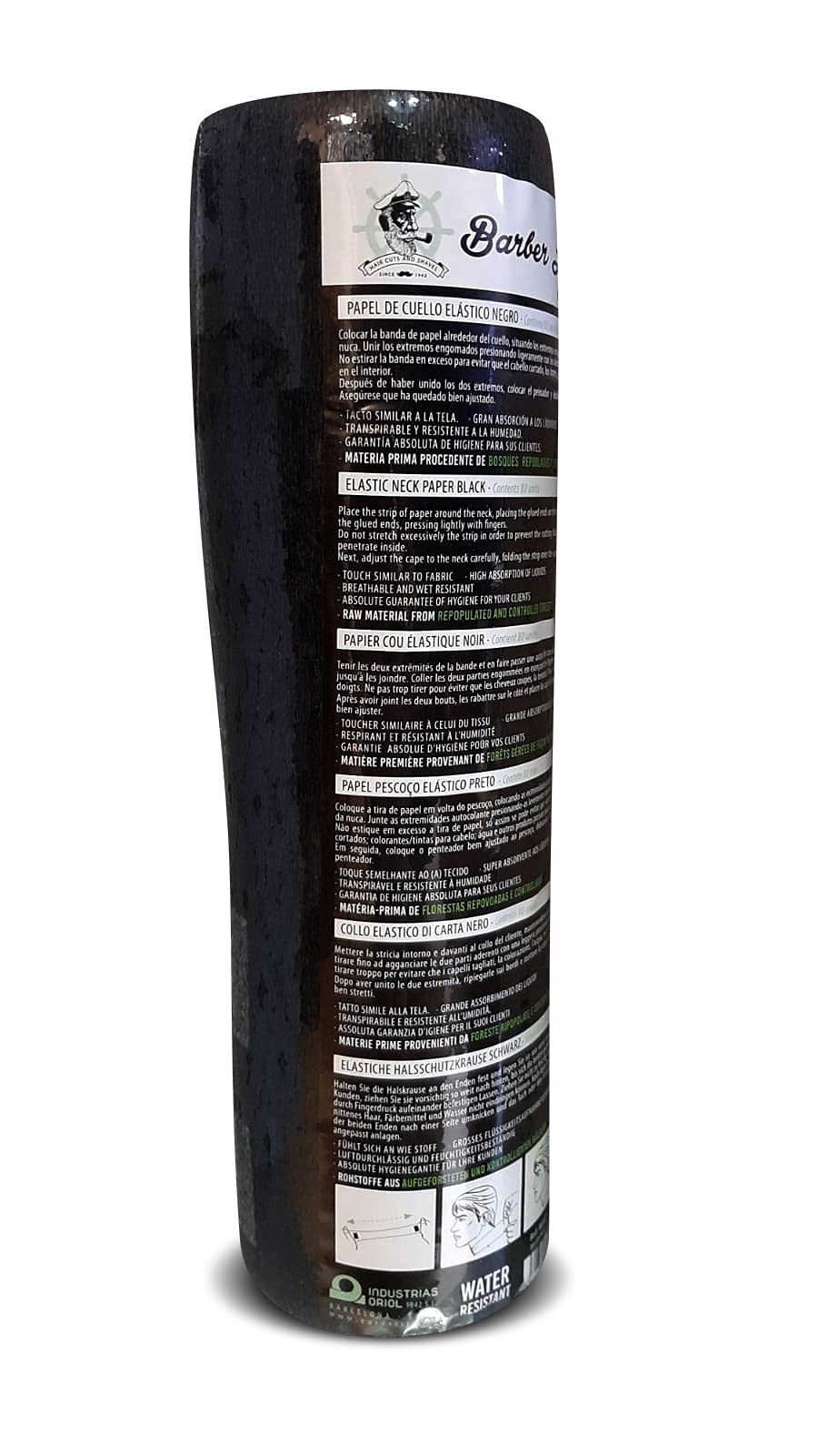 Barber Pro & Beauty Pro =Papel Negro Cuello Barber Line x5, Único, Estándar