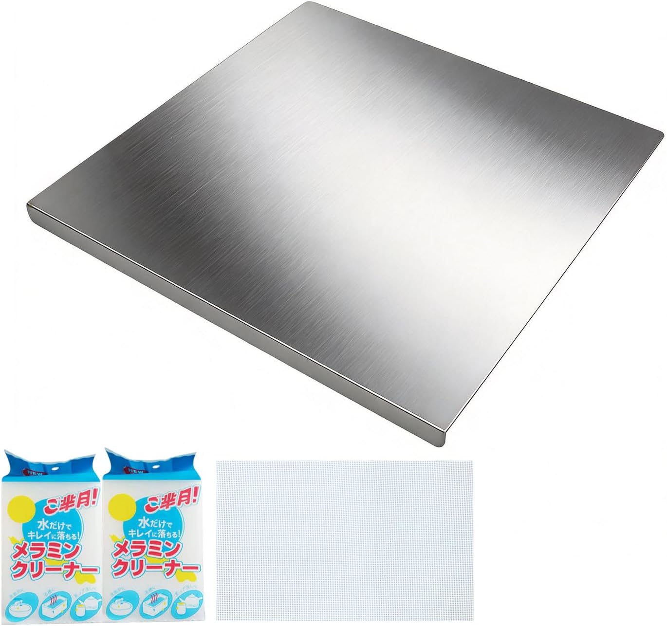 304 Stainless Steel Cutting Board with Slip Pad, 30x40cm Large Metal Chopping Board for Kitchen Countertop, Heavy Duty Counter Board,Kneading Cutting Board Mats for Meat
