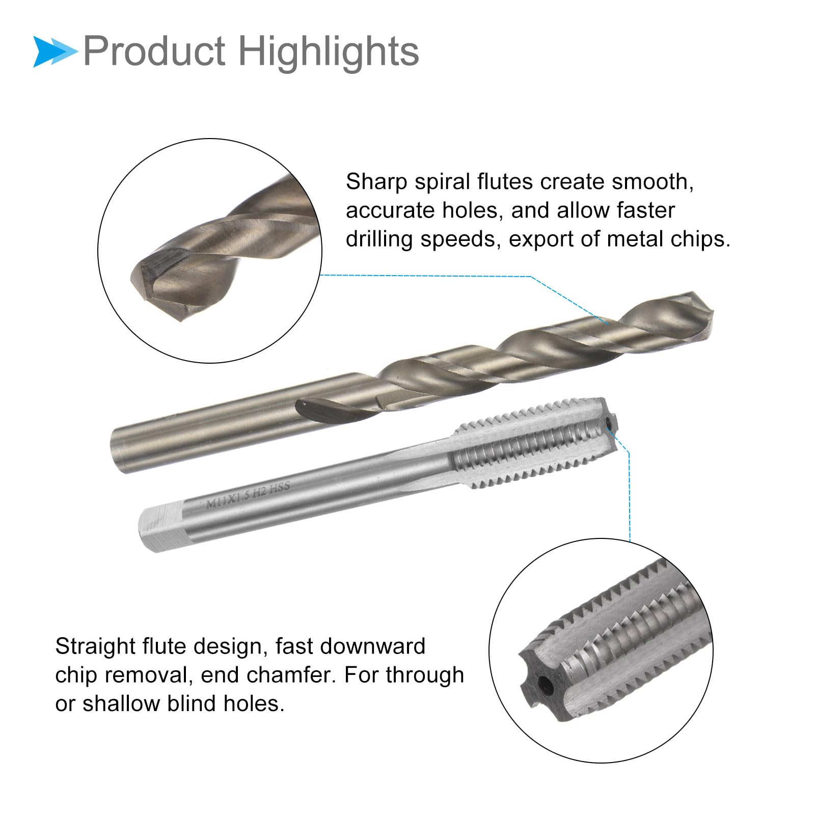 Set Maschio E Trapano M11x1 - Punta 10mm Per Filettatura In Acciaio, Alluminio, Plastica - Foto 5