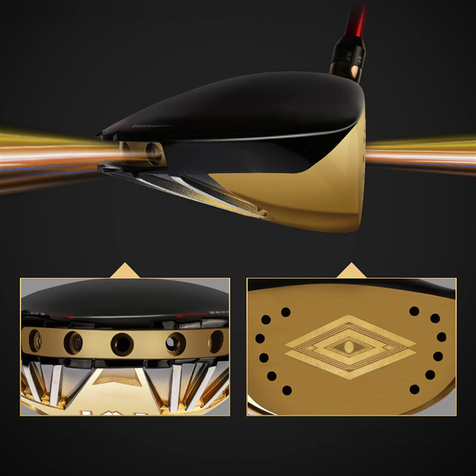 Titanium Golf Driver für Herren, Herren Golfschläger Paket Set, 1 Holz Schwarz/Gold R/SR/S Carbonschaft, Geeignet für Anfänger und Fortgeschrittene