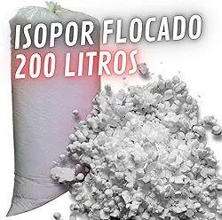 Isopor Flocado 200 litros para Enchimento de Puffs Almofadas Bichos de Pelúcia Artesanato Mistura na Fórmula de Concreto Leve e preenchimento interno de caixas p/proteção de objetos frágeis
