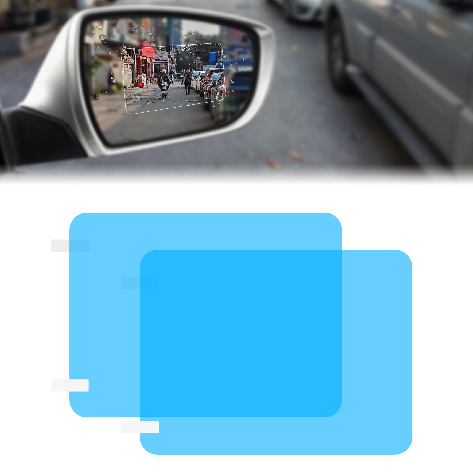 Xuzimaoyi 2 Pieces Car Film Rearview Mirror Film, Waterproof HD Clear Mirror Film Anti Fog Rainproof Nano Coating Car Film Protective Sticker for Car