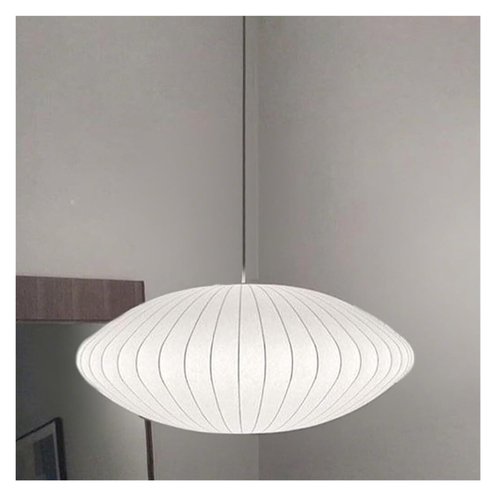 KHUKHU White Silk Large Pendant Light Fixture,Decorative Lantern Hanging Lamp,Boho Style Dining Room Light Fixture,Farmhouse Style Pendant Lamp for Corridor Study Room(19.68in/50cm)