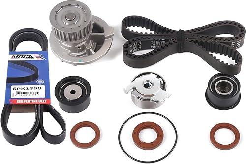 MPLUS - Kit de correa de distribución y bomba de agua y correa serpentina para 1999-2002 para Daewoo Leganza 2.2L (2200CC) L4 DOHC (16 válvulas),
