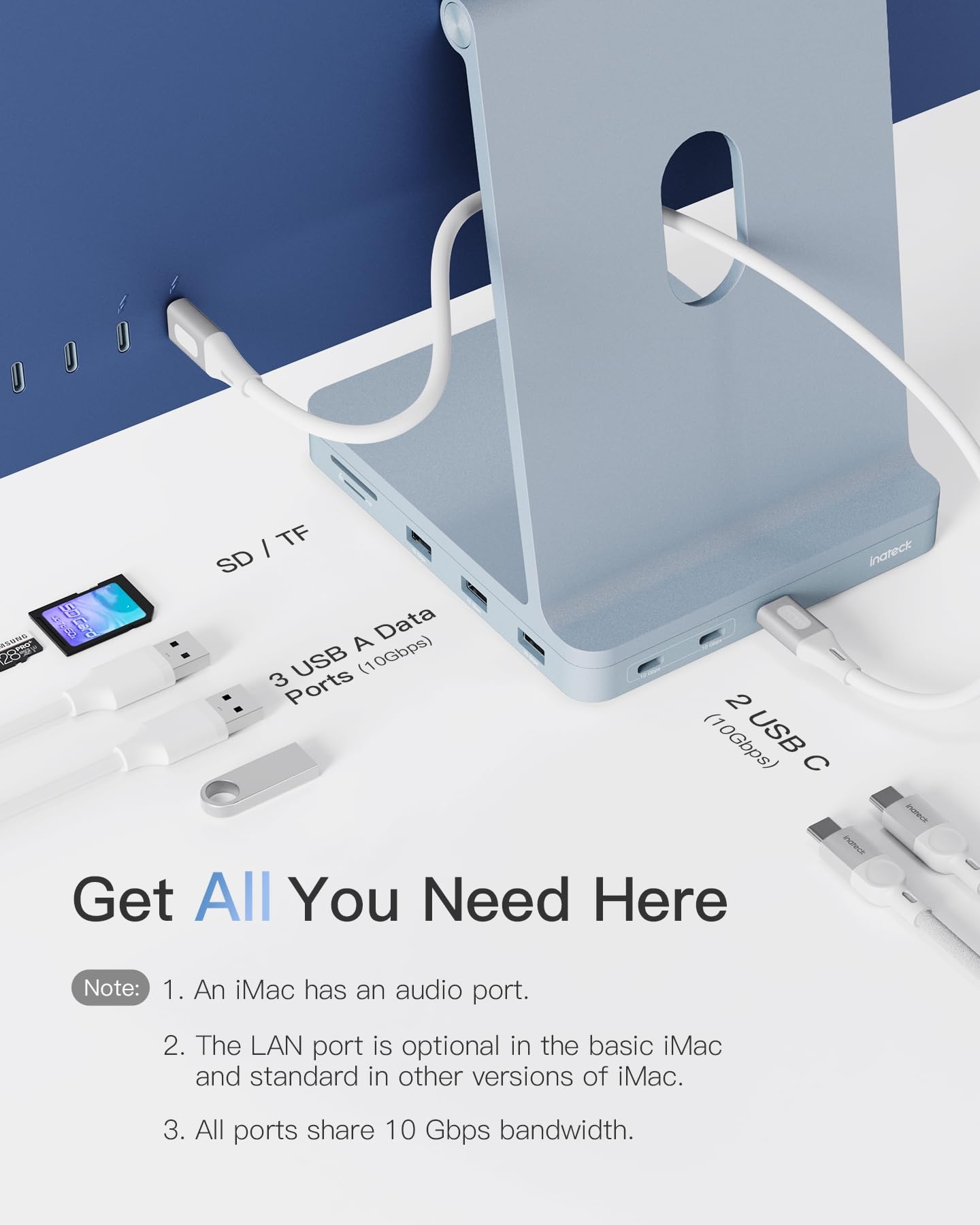 Amazon.com: Inateck iMac Docking Station - USB 3.2 Gen 2 Hub for