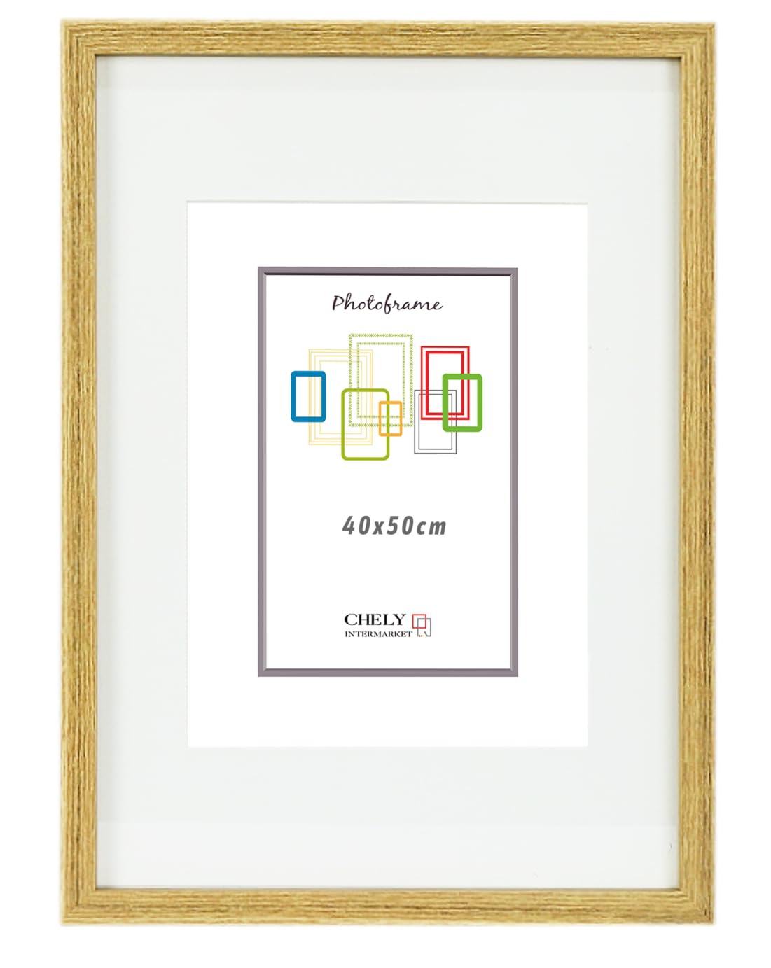 CHELY INTERMARKET Marco con paspartu 40x50cm (Int 30x40cm) Haya MOD 351 cuadro ideal para fotos
