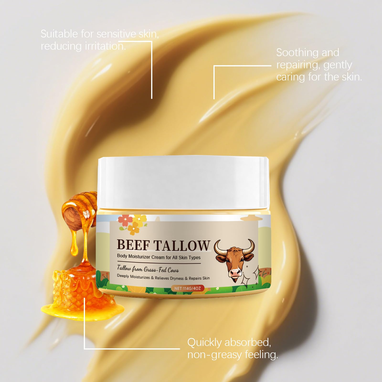Crema Corpo Con Sebo Di Manzo Di Weiderindern – Cura Intensiva Idratante Per Pelle Secca, Balsamo Idratante Nutriente Con Burro E Miele, Adatto Per Viso E Corpo (6 pezzi)