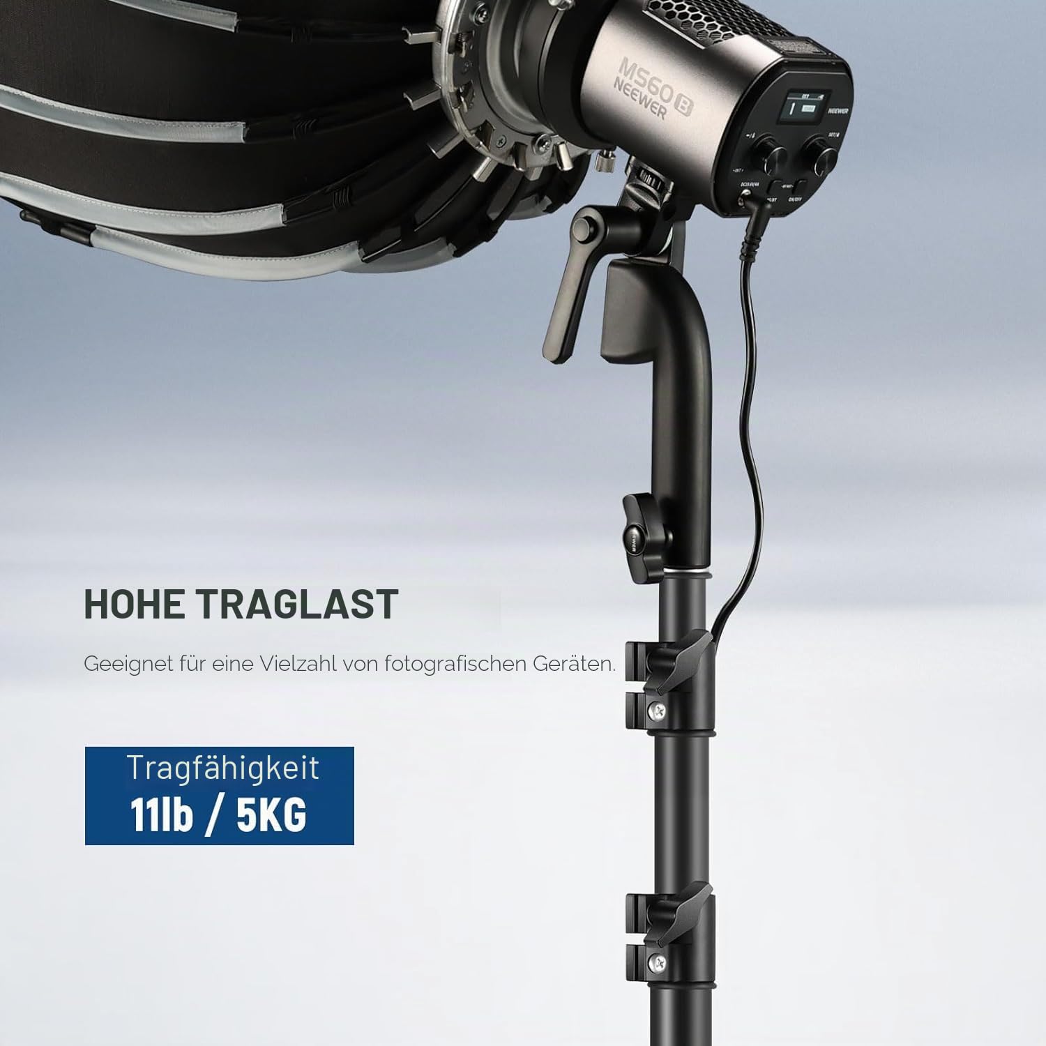 Neewer Stativ aus Metall mit umkehrbaren Beinen 180° und Tasche, 178 cm, tragbares Stativ mit Schraube 1/4 Zoll 5/8 Zoll für Innen- und Außenfotografie Speedlite Strobo Ring Light Softbox, ST178R