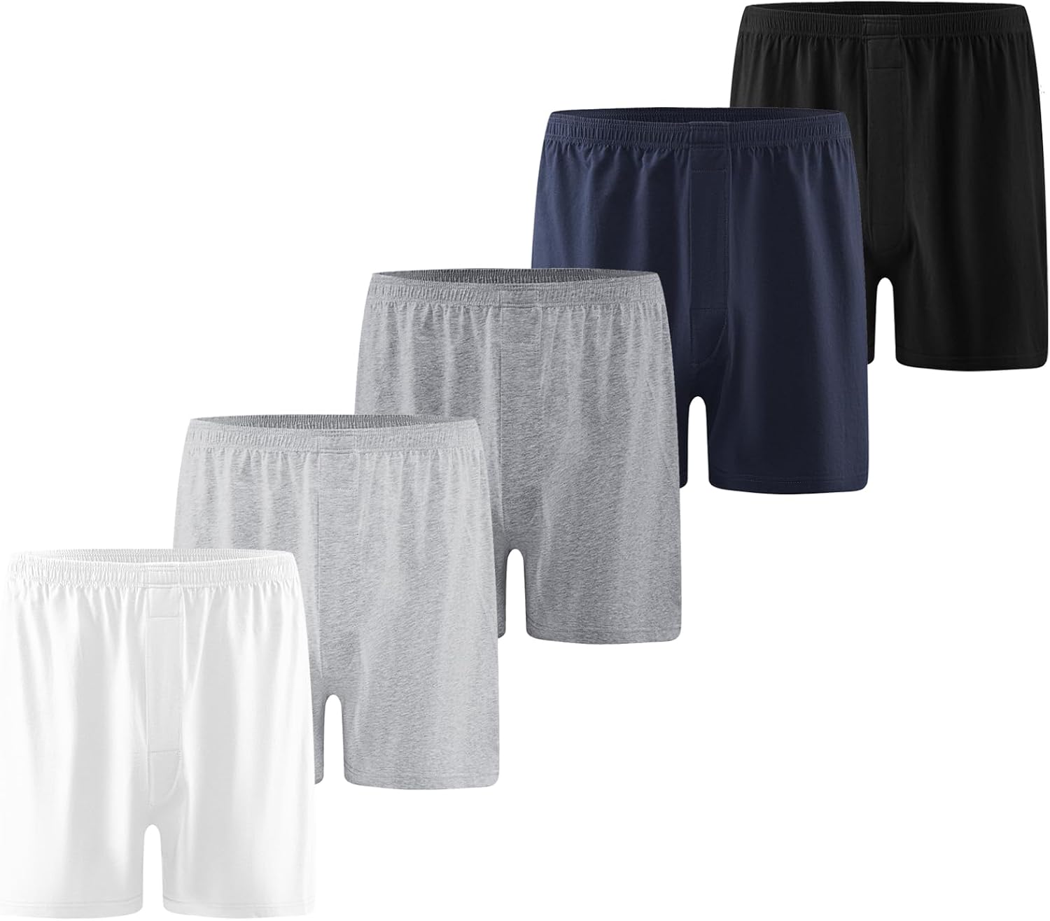 infino® Men's Cotton-Spandex Boxer Shorts with Hidden Button Fly - Soft Loose Fit for Outdoor Sports & Home Wear