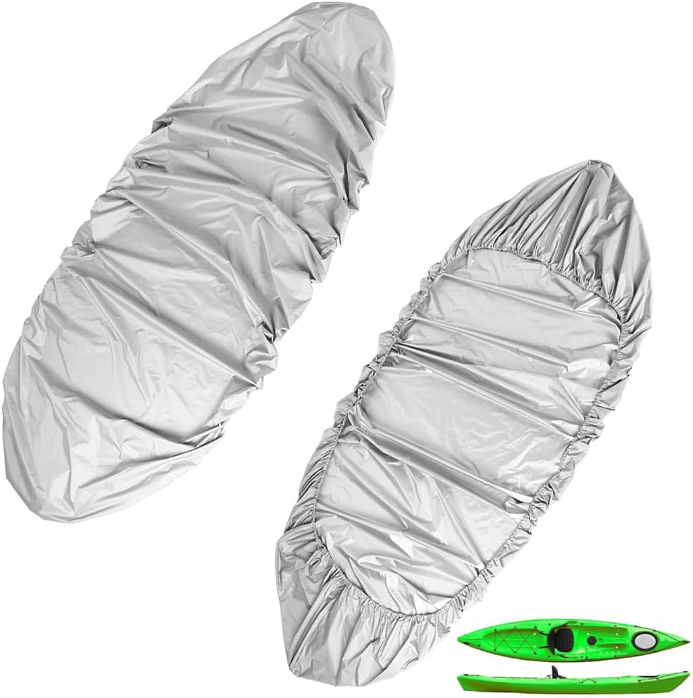 Waterproof Kayak Cover, UV Sun Protection Storage Dust Cover Canoe Covers for Fishing Kayak Canoe Paddle Board 11.5-13 ft/3.5-4 Meters (Grey)