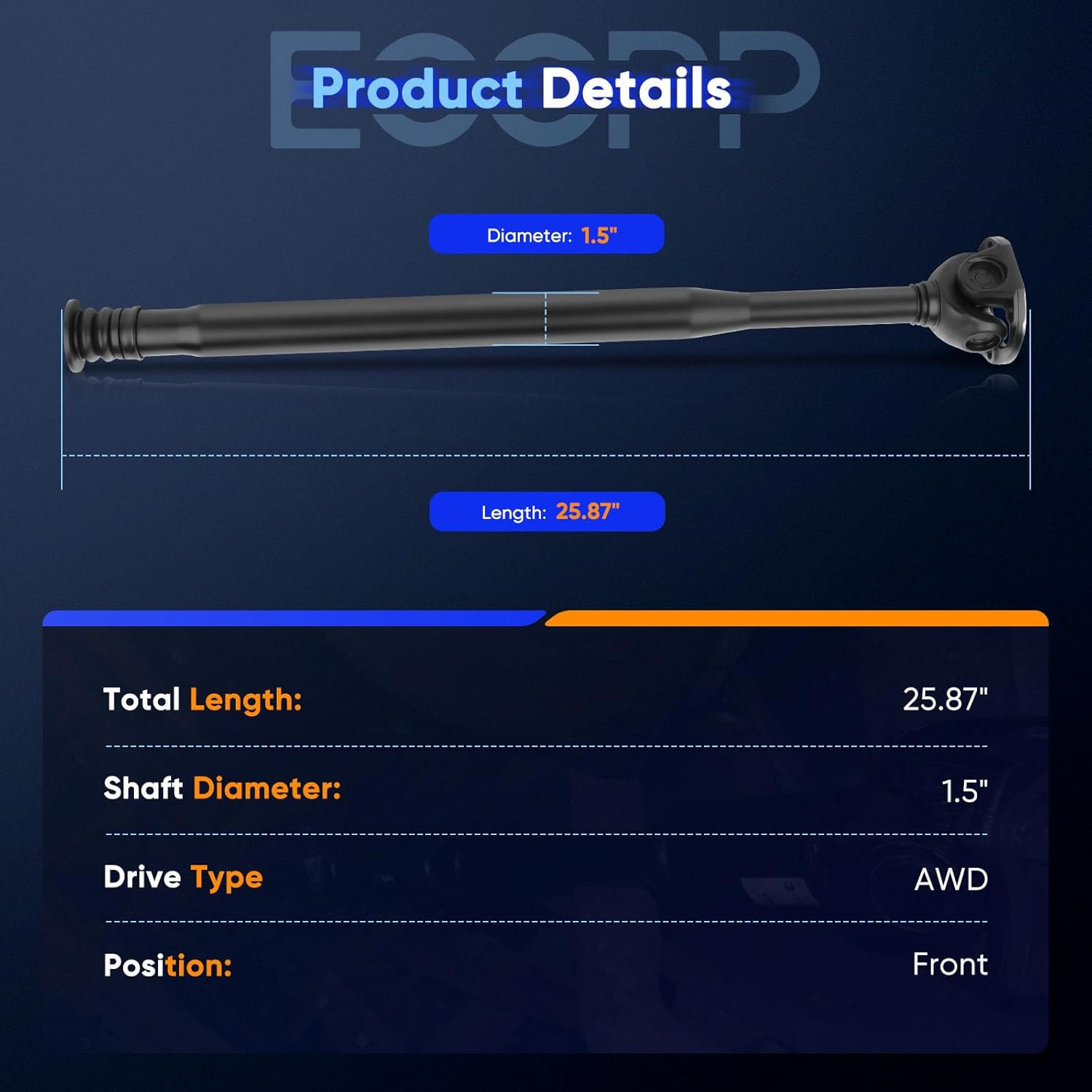 ECCPP Complete Drive Shaft Prop Shaft Assembly Fit for Mercedes-Benz C230 C250 C300 C350 E300 E350 S450 S550 CLS63 Afor MG SL65 Afor MG E63 AMG