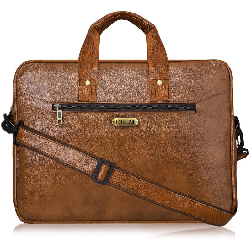LOREM 10L Faux Leather Laptop Messenger Bag - Tan Color for Men & Women (BG10-UF) (B0CSPR2MR7) Amazon Price History, Amazon Price Tracker