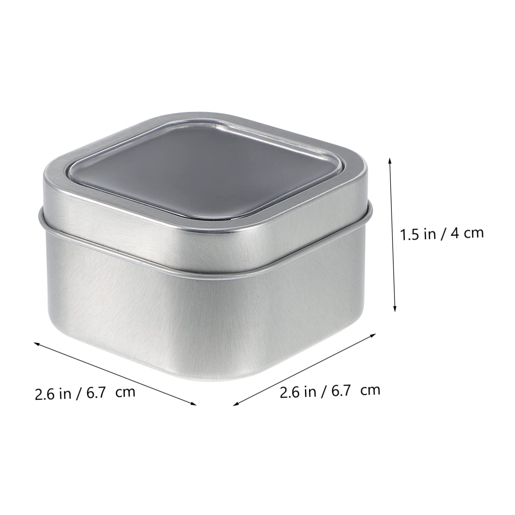 Homoyoyo Candle Making Diy Storage 15pcs 4oz Square Tin Containers Window Lids Tin Can Jars Lids