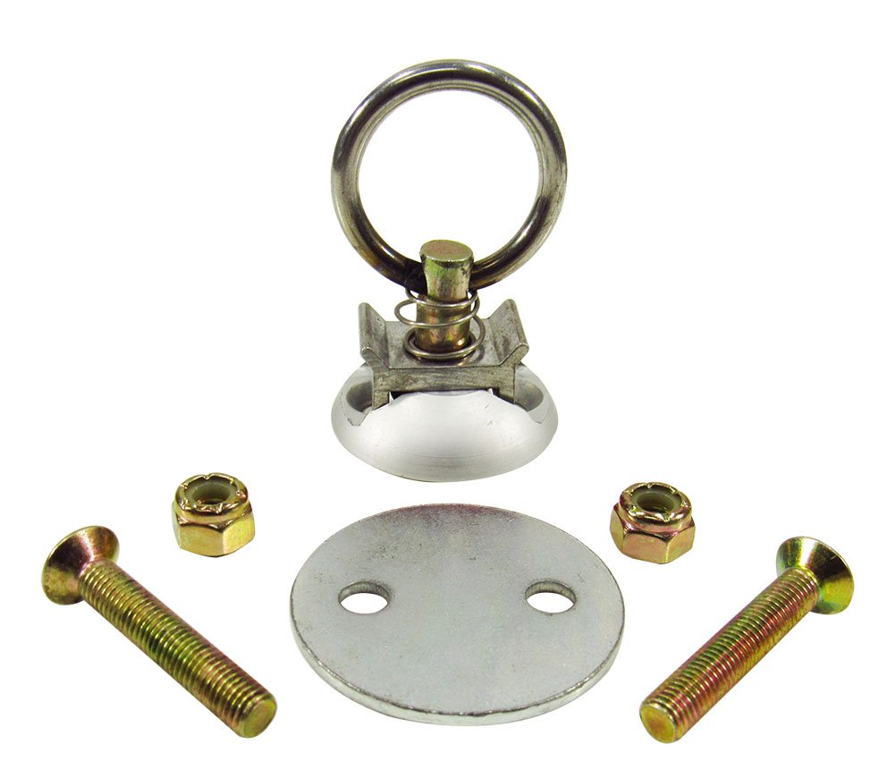 Pit Posse PP2869S L Track Anchor Aluminum Tie Down Ring - S Track Quick Disconnect System for Enclosed Cargo Trailer, Utility, Flatbed, Truck, SUV, RV, Cargo, Hauling - 4000lb Pull Capacity (Silver)