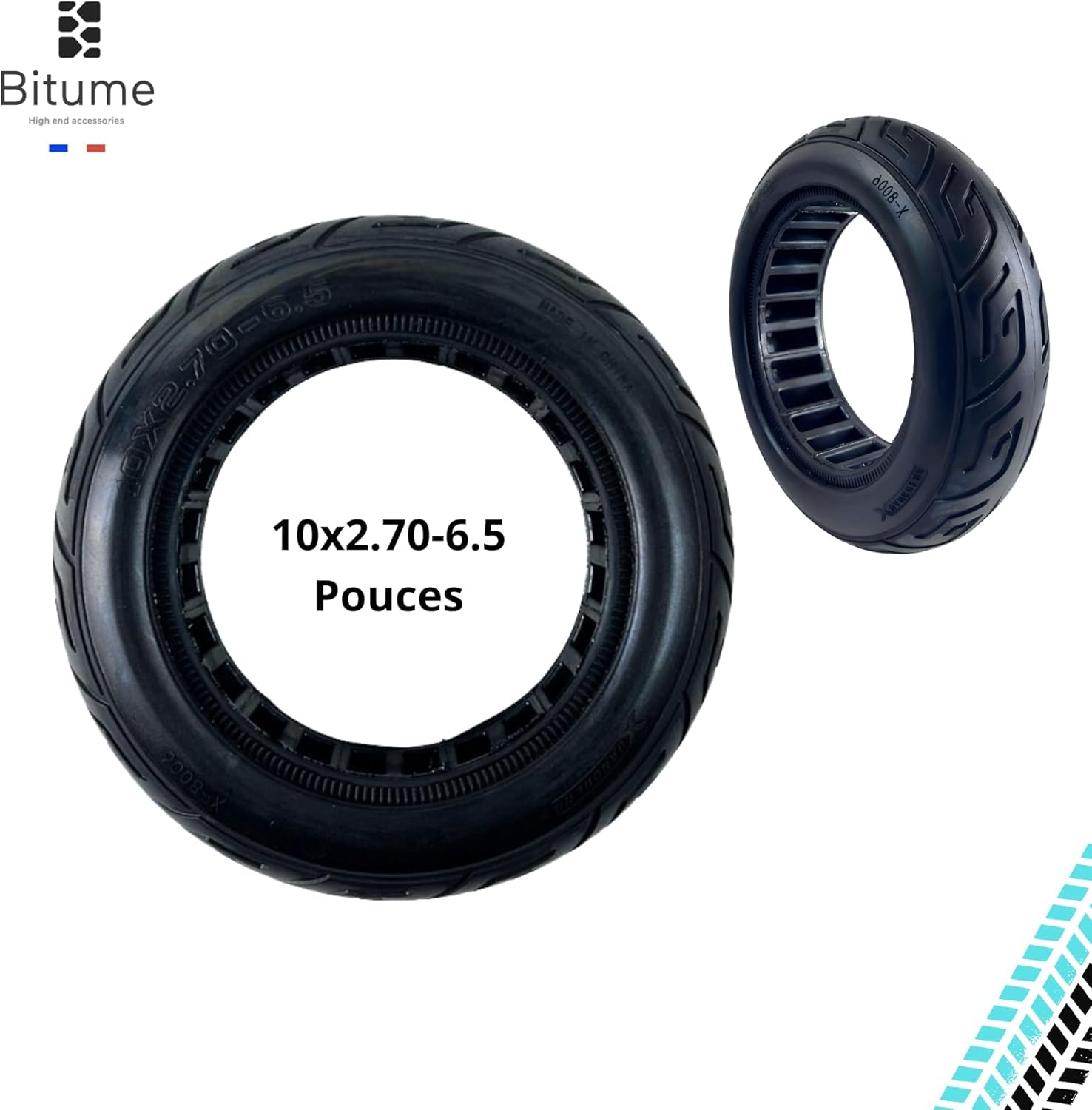 BITUME | Pneu Plein 10x2.75-6.5 (55mm intérieur) pour Trottinette Électrique | Compatible Urbanglide Ecross/Pro, SmartGyro Crossover/Rockway, Speedway| Increvable | Roue Avant et Arrière
