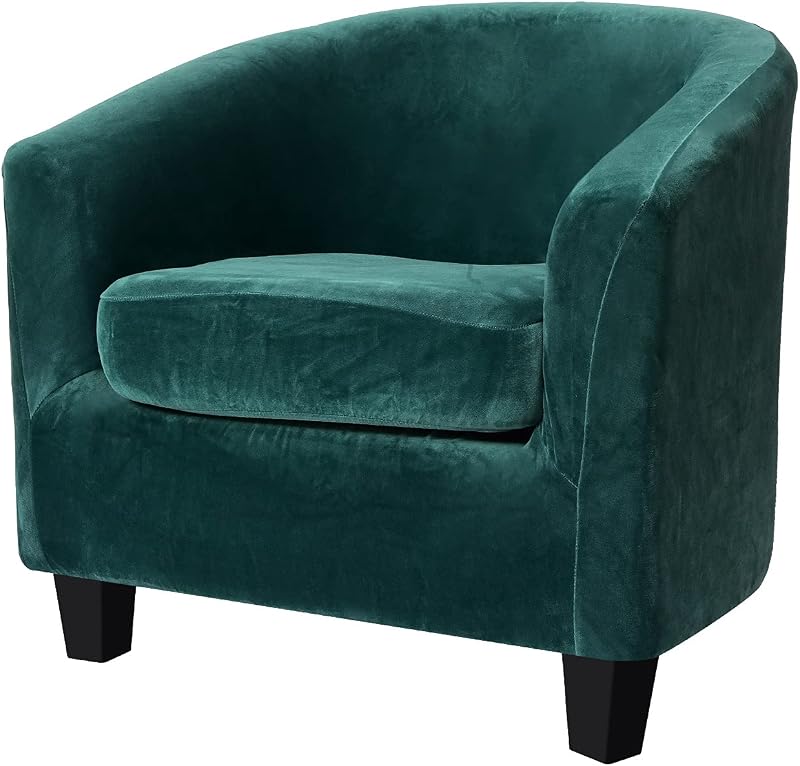 Only Covers, 2 Piezas Fundas de Terciopelo para Silla de Bañera con Funda de Cojín, Funda Elástica Extraíble para Silla de Club para IKEA Tullsta, Protector de Muebles de Sillón para Sala de Estar (Verde Kelly Oscuro)