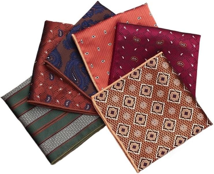 Men's Formal Business Polyester Pocket Square Suit Dress Chestnut Handkerchief Multicolor Geometric