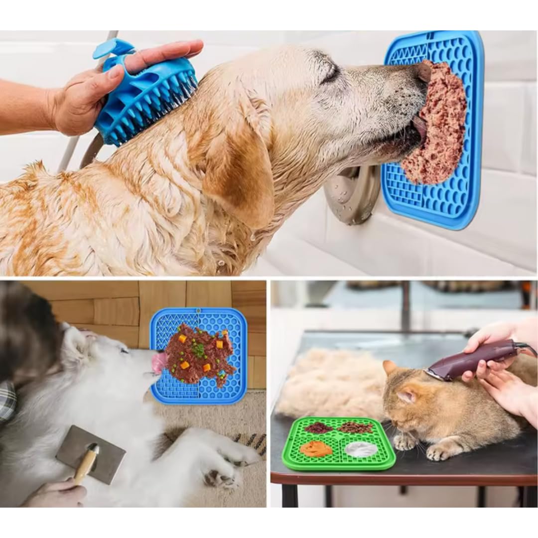 PARENCE.- Tappetino da leccare per cani e gatti - tappetino antistress con ventose, dispenser lento per dolcetti e cibo umido, cibo in silicone - colore casuale