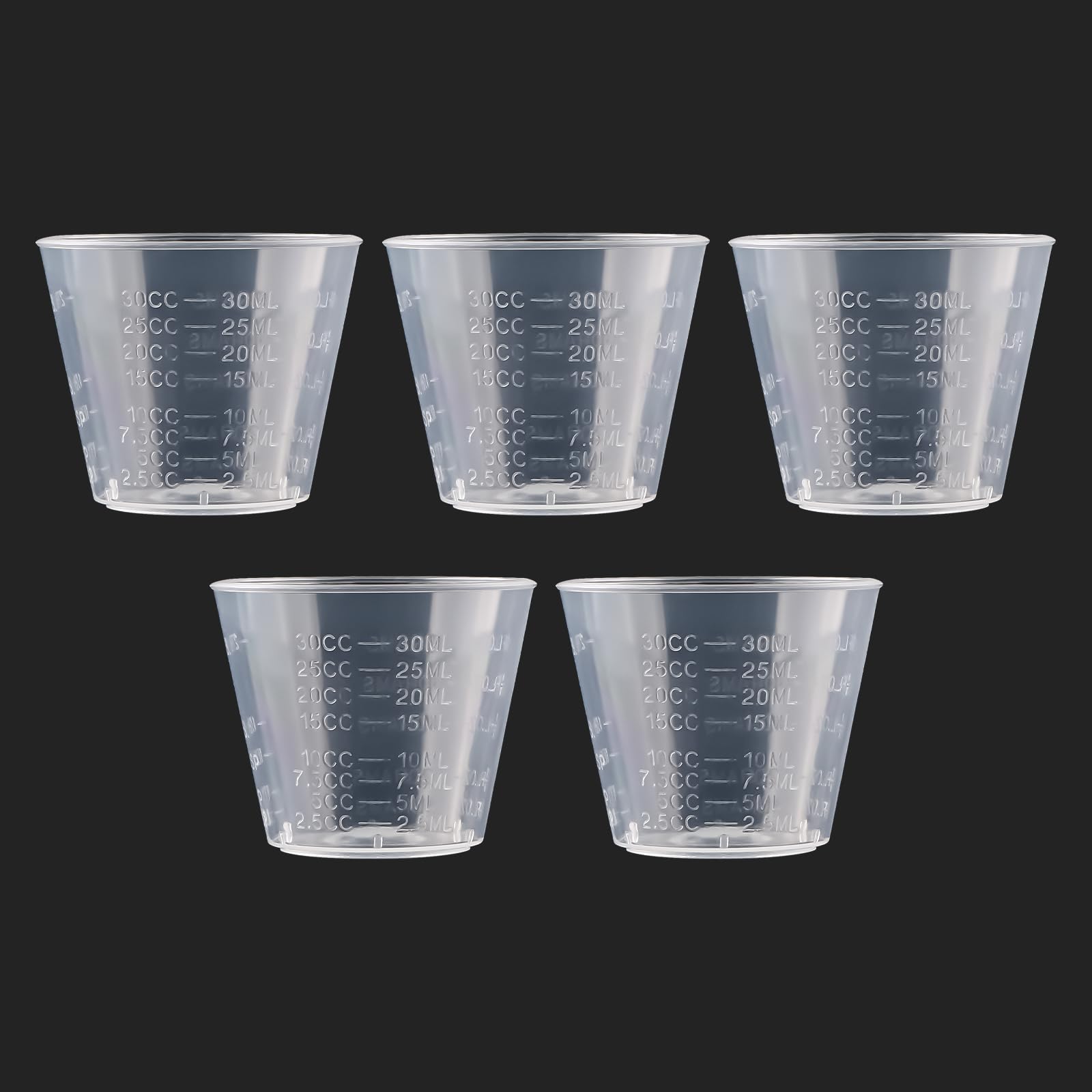 5PCS Five Units of Measurement Transparent Plastic Measuring Cups, 30ml/1.02oz Teusable Mini Medicine Cups, Suitable for Kitchen Baking, Laboratory Use and Measuring Medicines