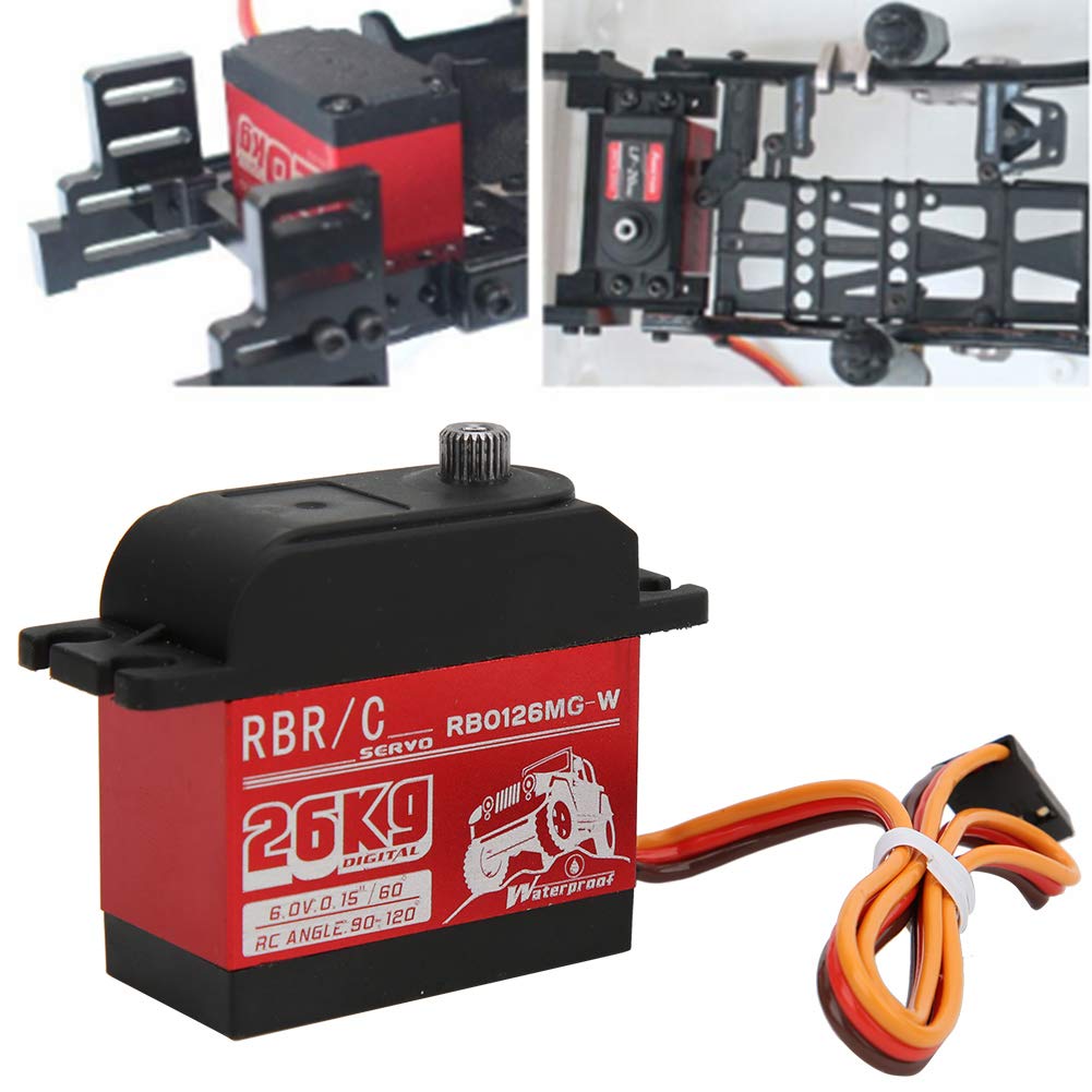 Servo Digital de Engranajes metálicos de Alto par de 26 kg para Robot RC de 1/8 y 1/10, Coche, Barco y Oruga. (RB0126MG-W Waterproof)
