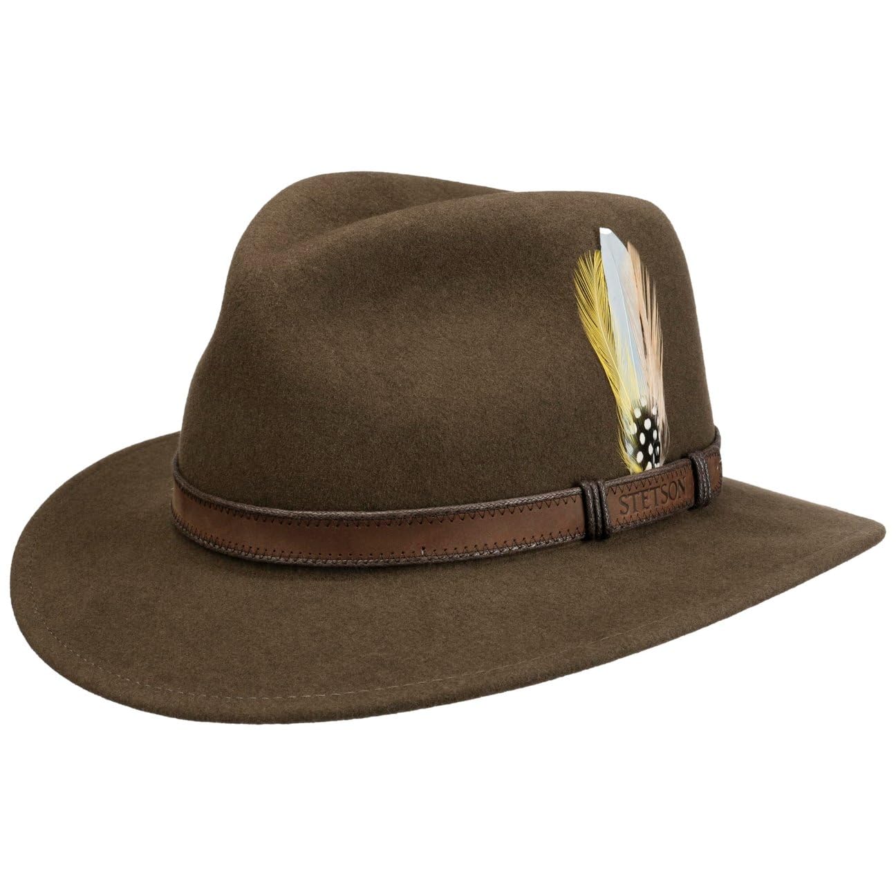 Stetson Sombrero VitaFelt Rutherford Hombre - Made in USA Traveller de Lana con Banda Piel Verano/Invierno Primavera Verano Otoño Invierno