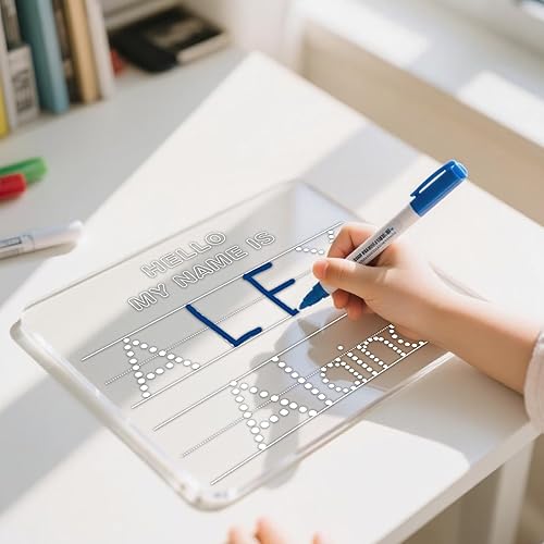 Tablero de rastreo de nombres personalizado, tablero de borrado en seco, alfabeto acrílico regrabable personalizado y número, letrero de escritura a