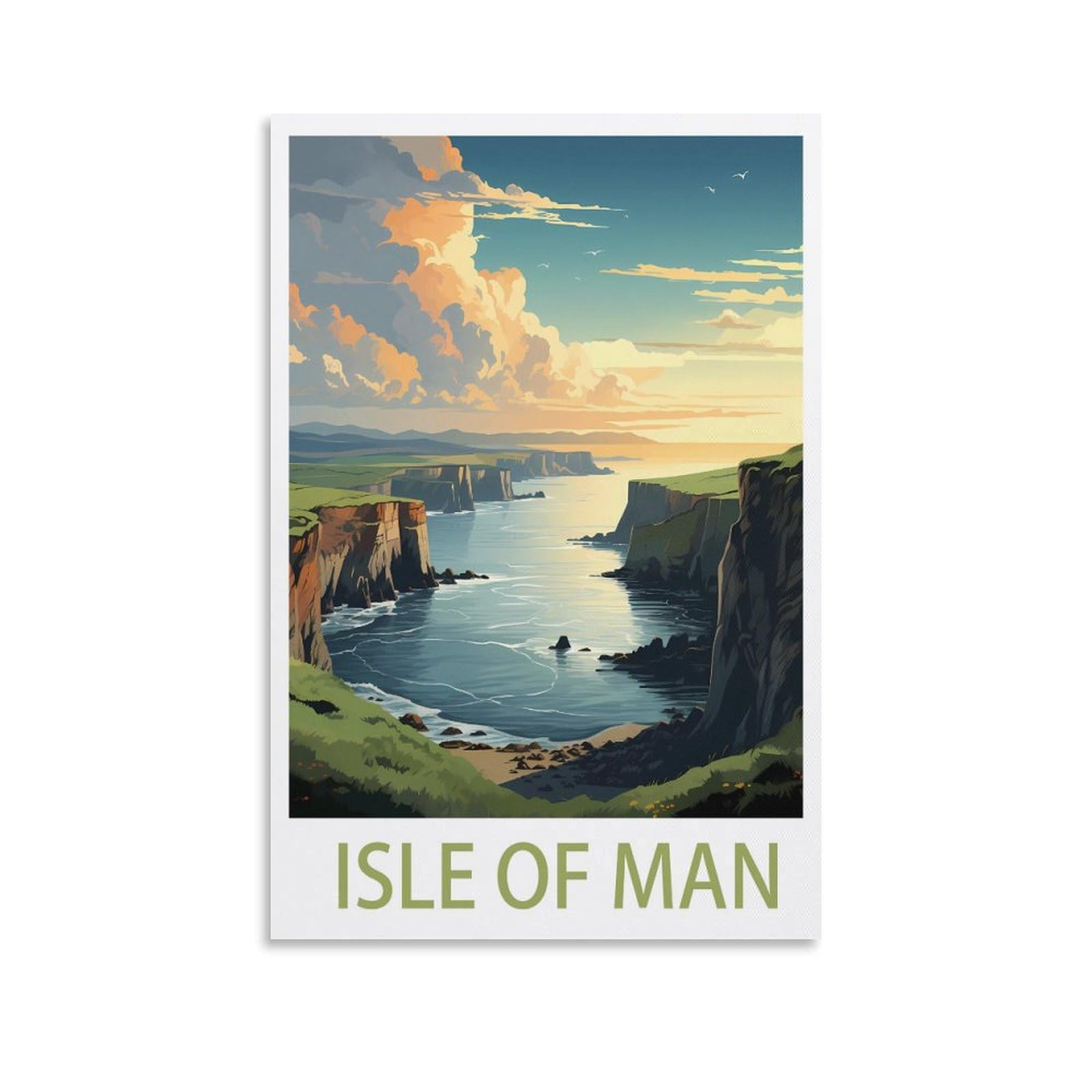 HSAYYIII Isle of Man Vintage Travel Posters 08x12inch(20x30cm) Canvas Art Poster And Wall Art Picture Print Bedroom Decor
