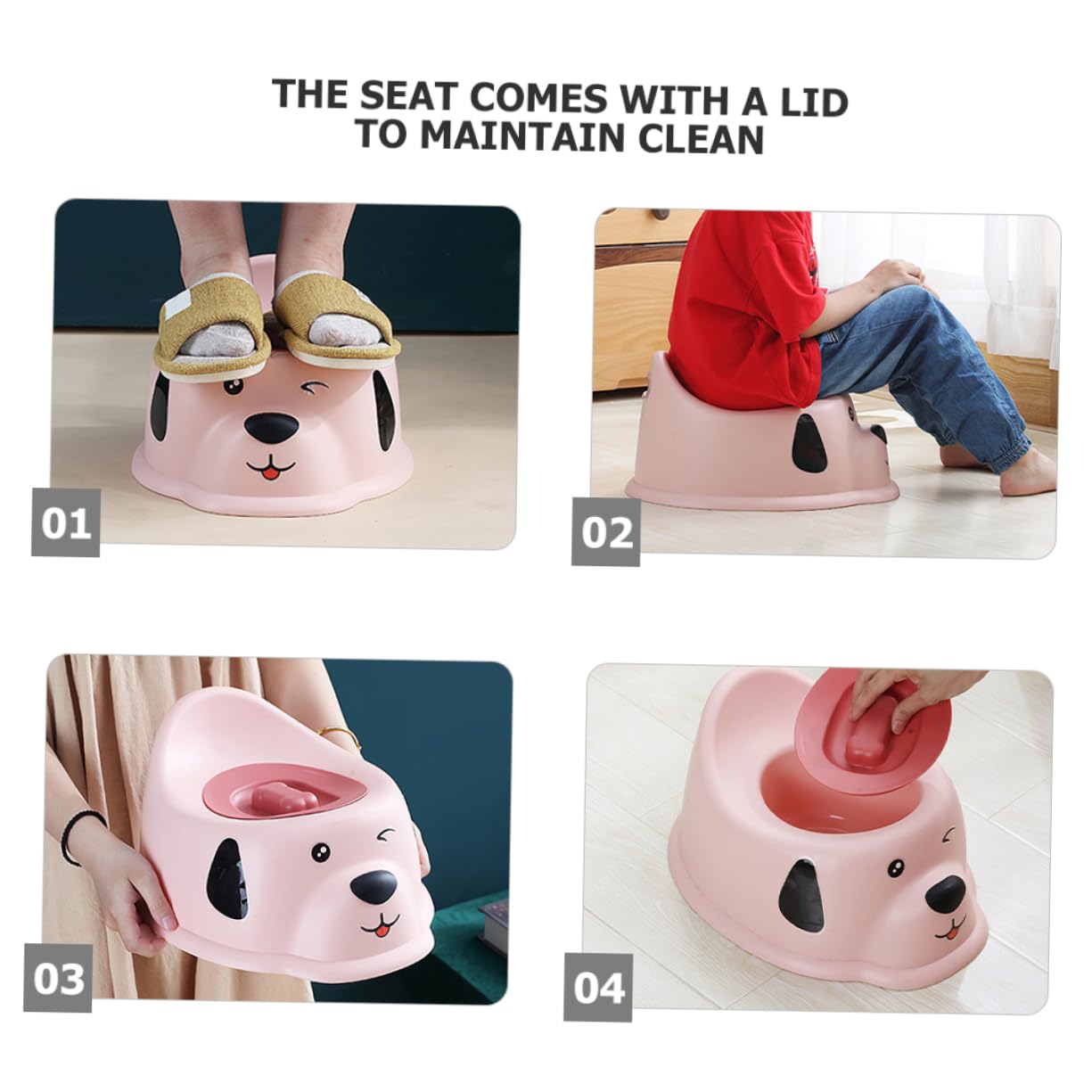 Vasino da Allenamento per Bambini con Coperchio, Pp, Cane | Ragazzi e Ragazze, Design Cartone Animato, Facile da Pulire, Uso Bagno Domestico