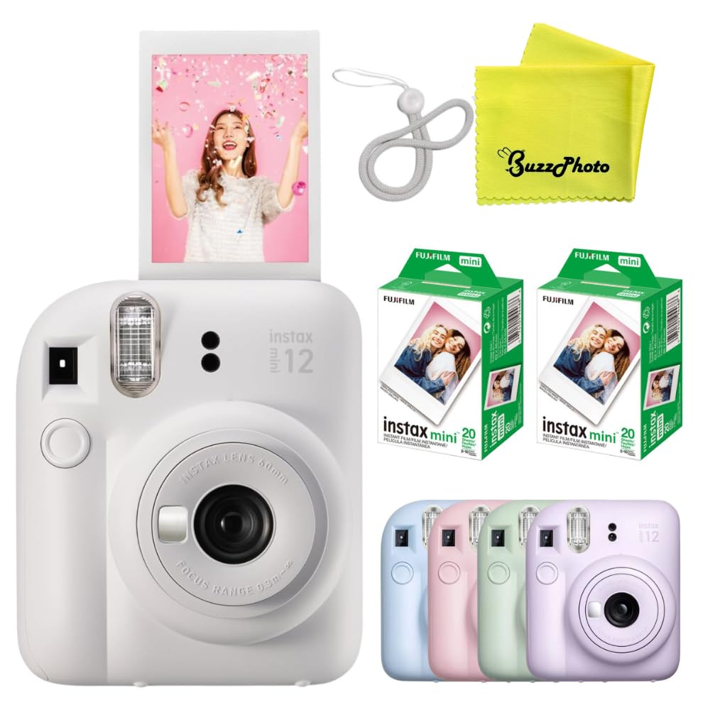 Fujifilm Instax Mini 12 Instant Film Camera (Clay White w/ 40 Film Sheets)