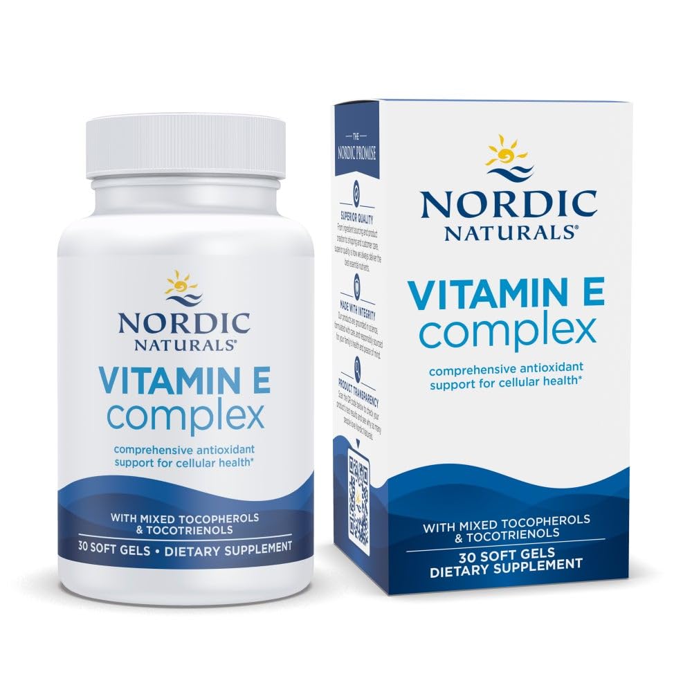 Nordic Naturals Vitamin E Complex - 30 Soft Gels - Tocopherols & Tocotrienols Blended - Supports Metabolic Balance, Cell Health & a Healthy Immune Response - Non-GMO, Gluten Free - 30 Servings
