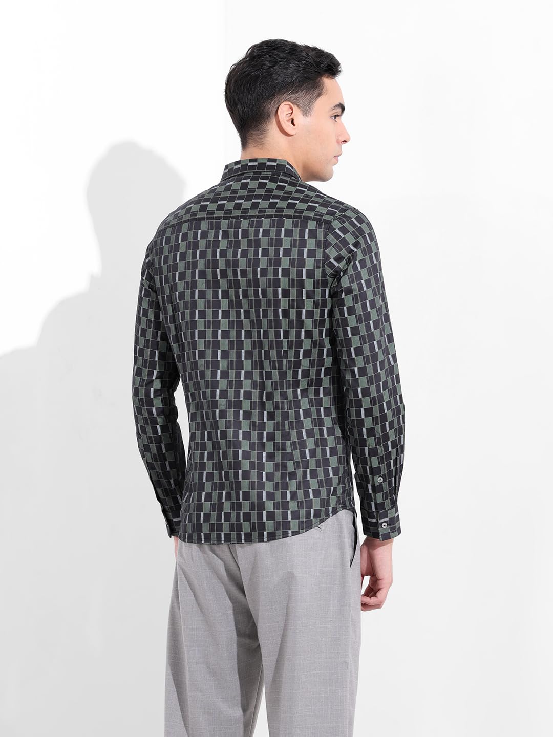 The Indian Garage Co Camicia a maniche lunghe da uomo con colletto cutaway stampato slim fit